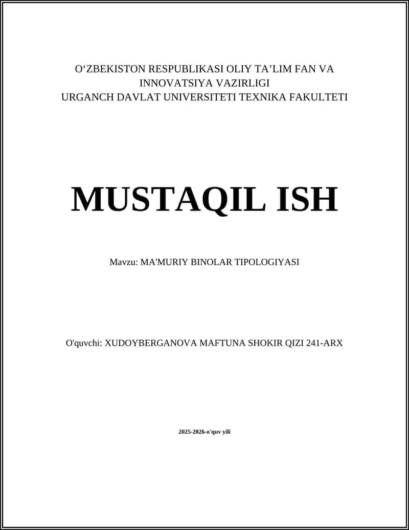 MA'MURIY BINOLAR TIPOLOGIYASI 1