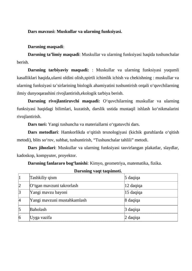 Muskullar va ularning funksiyasi 1