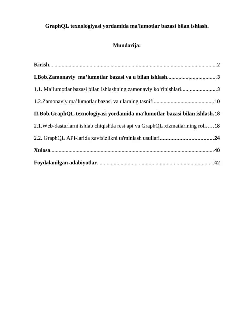 GraphQL texnologiyasi yordamida ma'lumotlar bazasi bilan ishlash 1