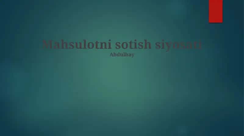 Mahsulotni sotish siyosati 1
