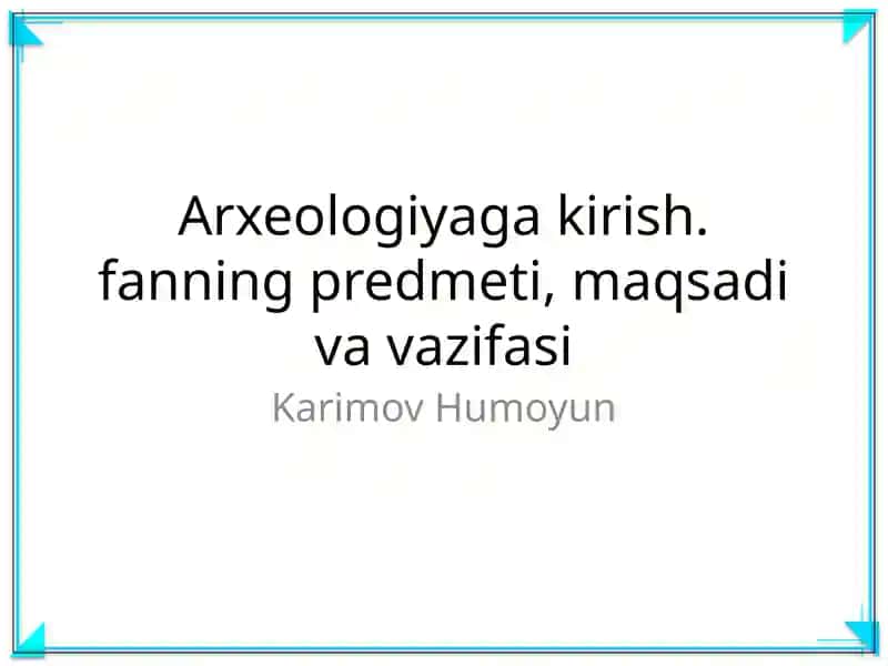 Arxeologiyaga kirish