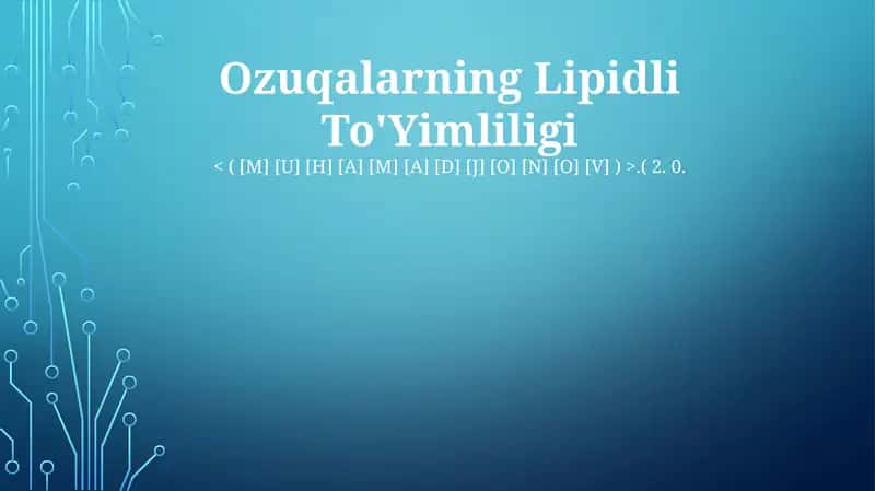 Ozuqalarning Lipidli To'Yimliligi 1