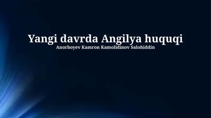 Anguilla Qonunchiligi 1