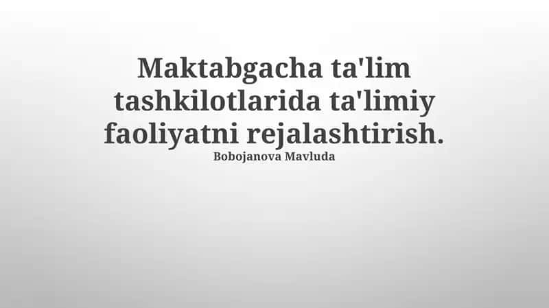 O'quv faoliyatini rejalashtirish 1