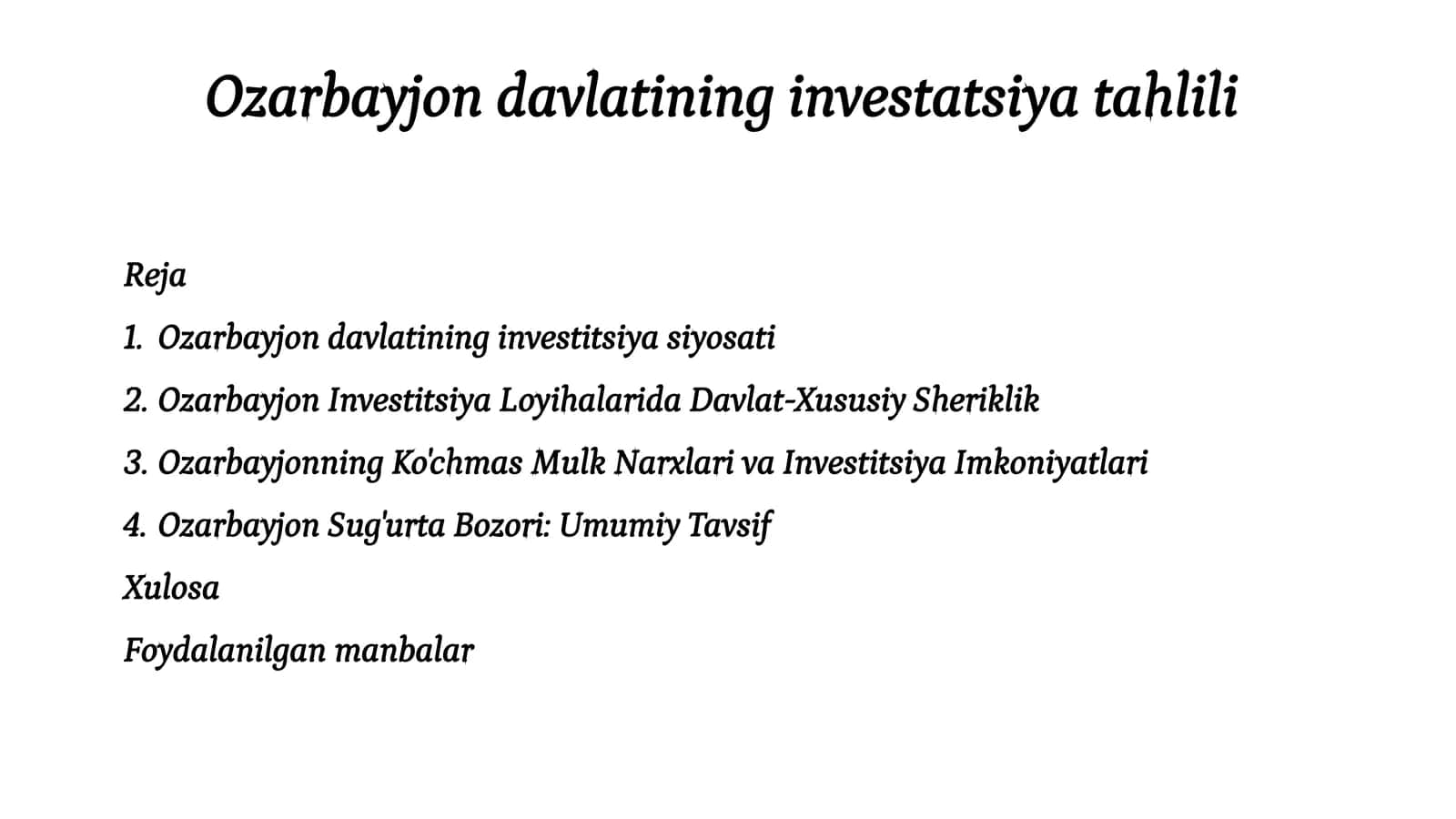 Investitsiya siyosati 1
