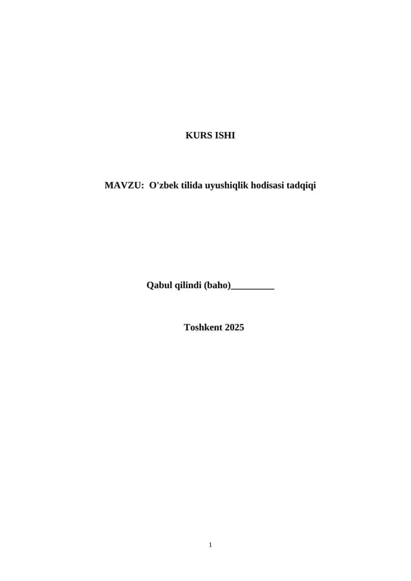 O'zbek tilida uyushiqlik hodisasi tadqiqi 1