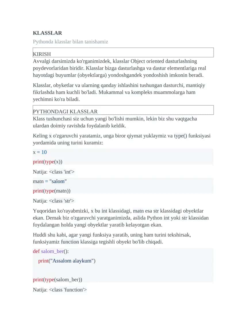 KLASSLAR 1