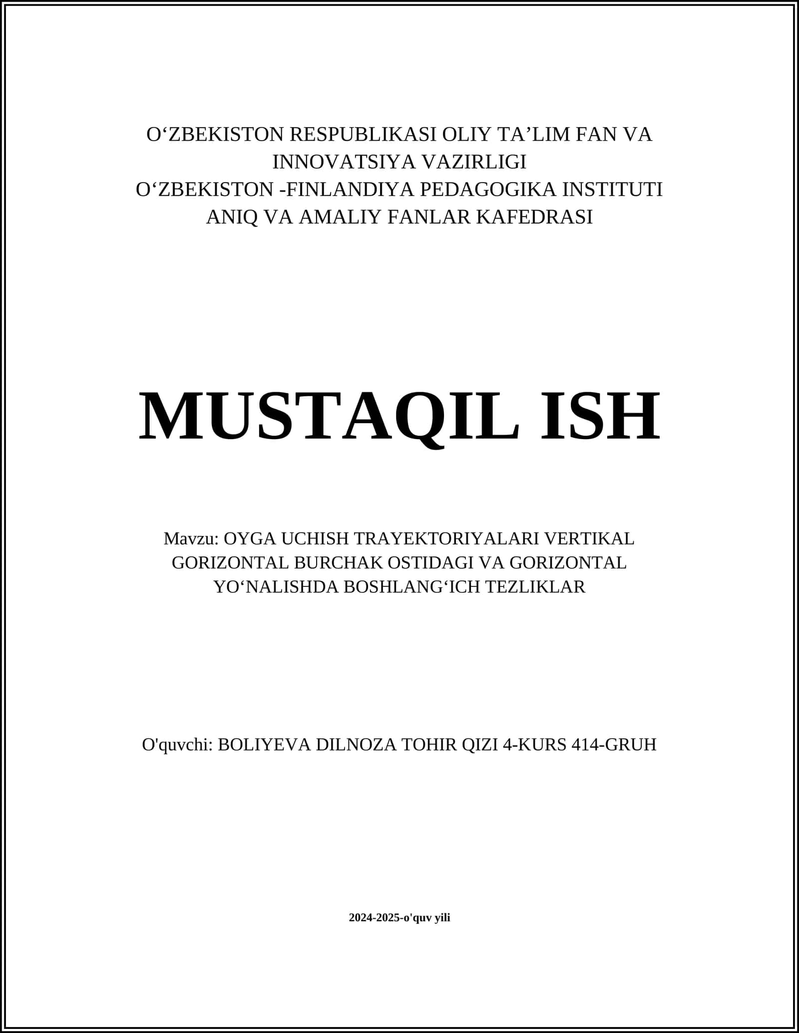 Oʻyga uchish trayektoriyalari 1