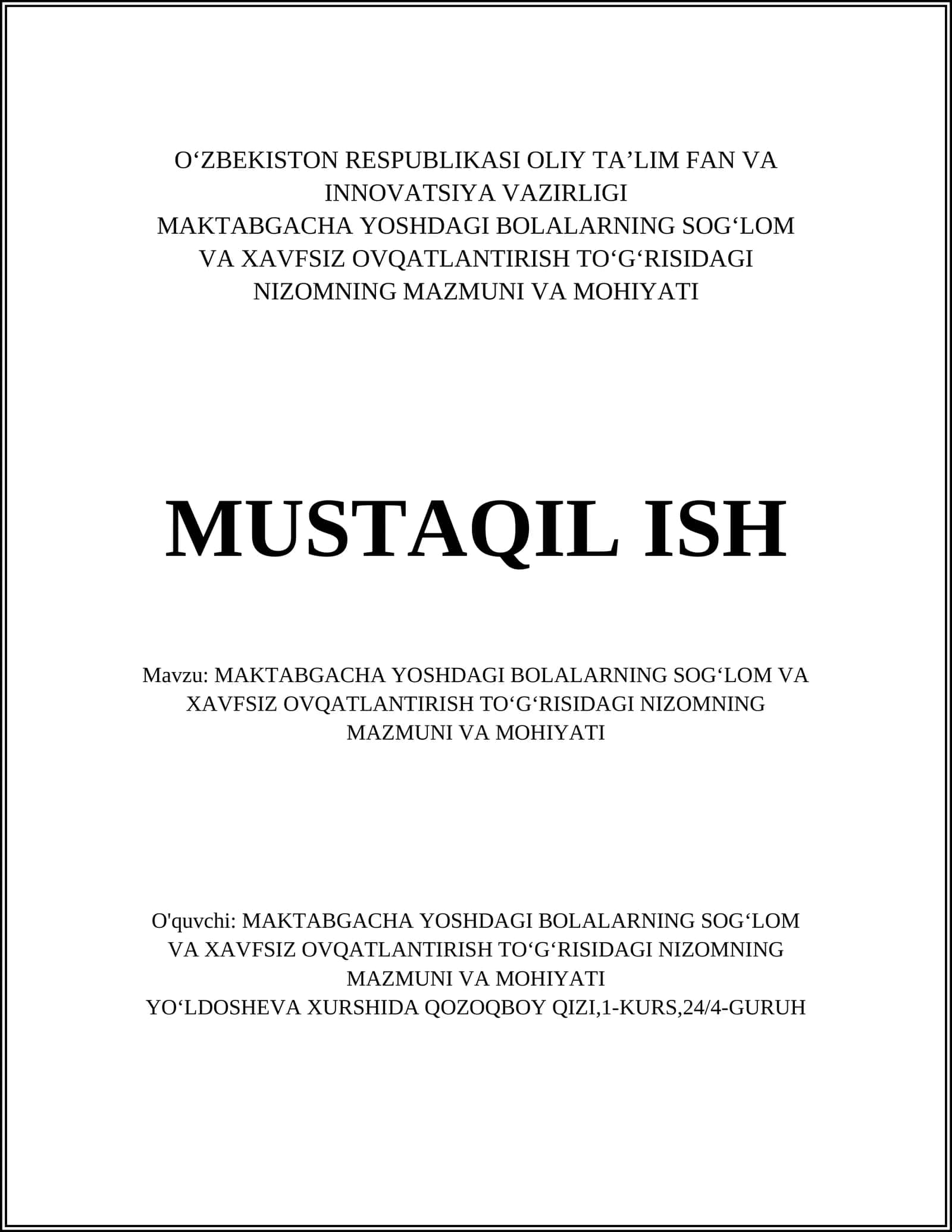 SOGʻLOM OVQATLANISHNING ASOSLARI 1