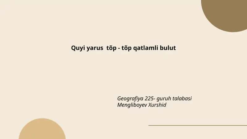 Quyi yarus tõp - tõp qatlamli bulut 1