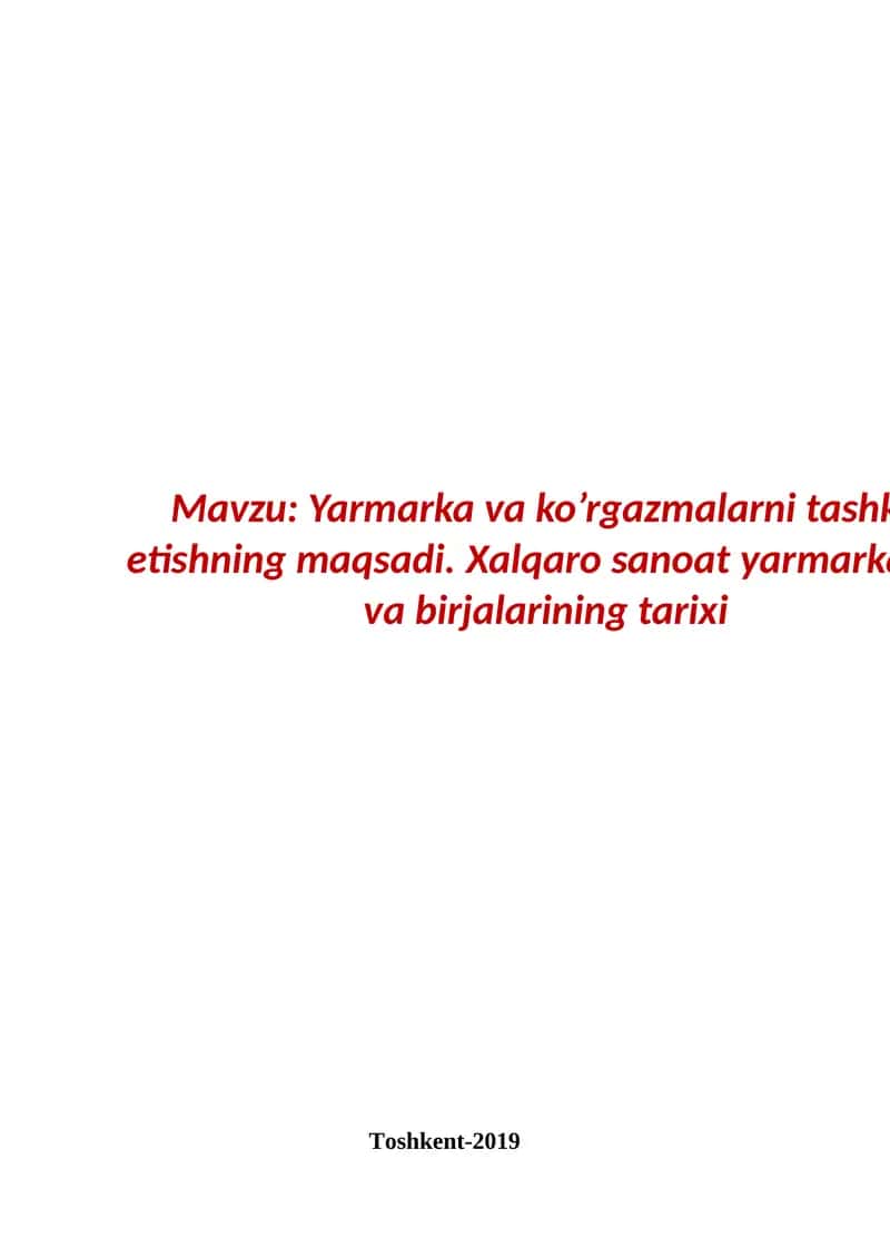 Yarmarka va ko’rgazmalar 1