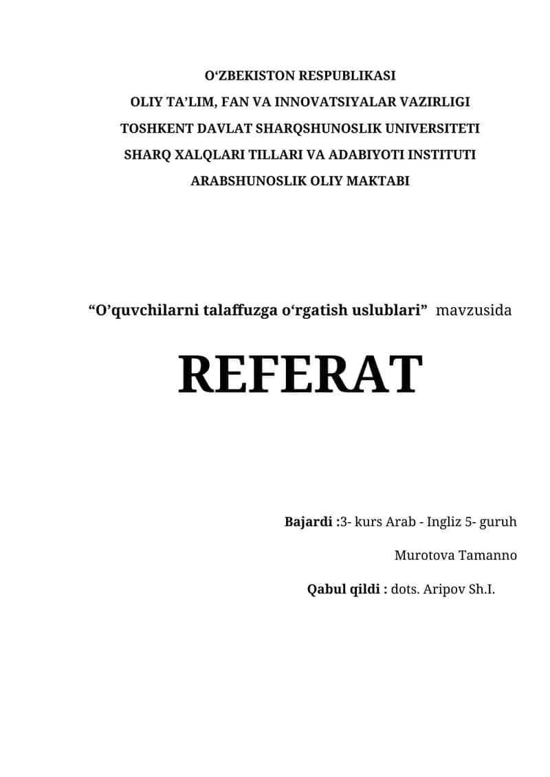 O’quvchilarni talaffuzga o‘rgatish uslublari 1