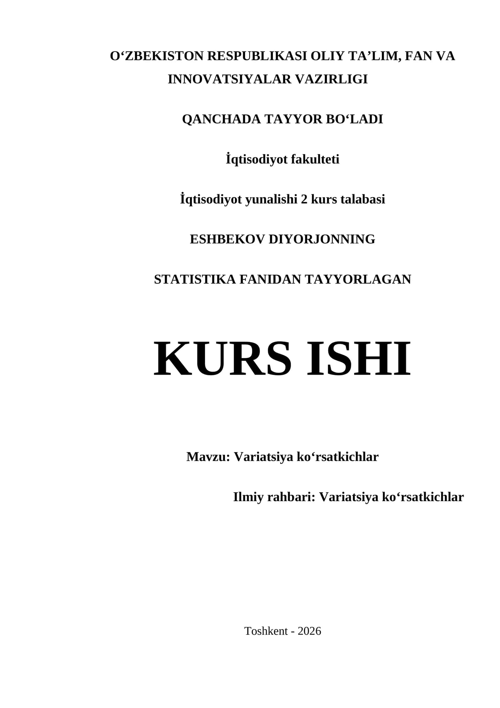 VARIATSIYA KOʻRSATKICHLAR 1