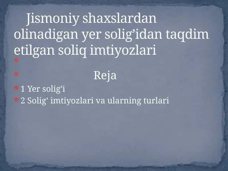 Yer solig’i 1