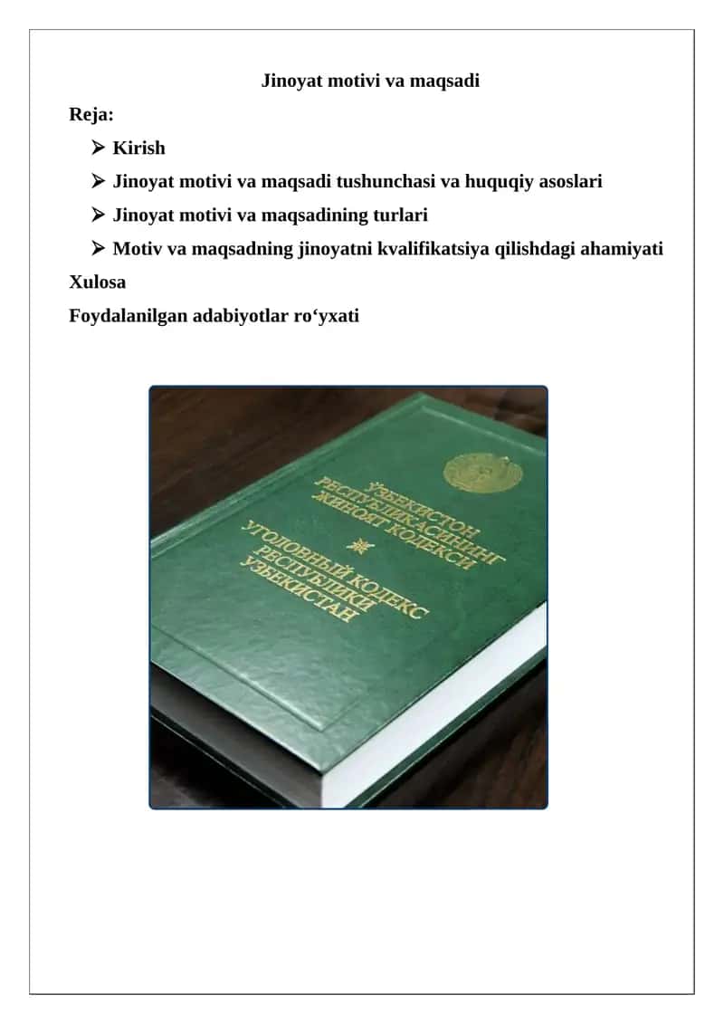 Jinoyat motivi va maqsadi 1