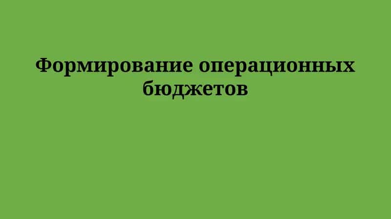 Операционные бюджеты 1
