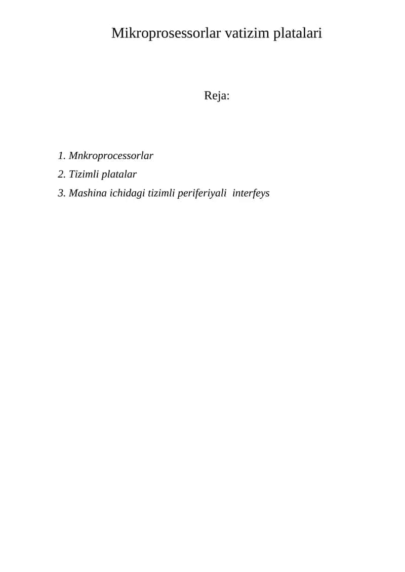 Mikroprosessorlar vatizim platalari 1