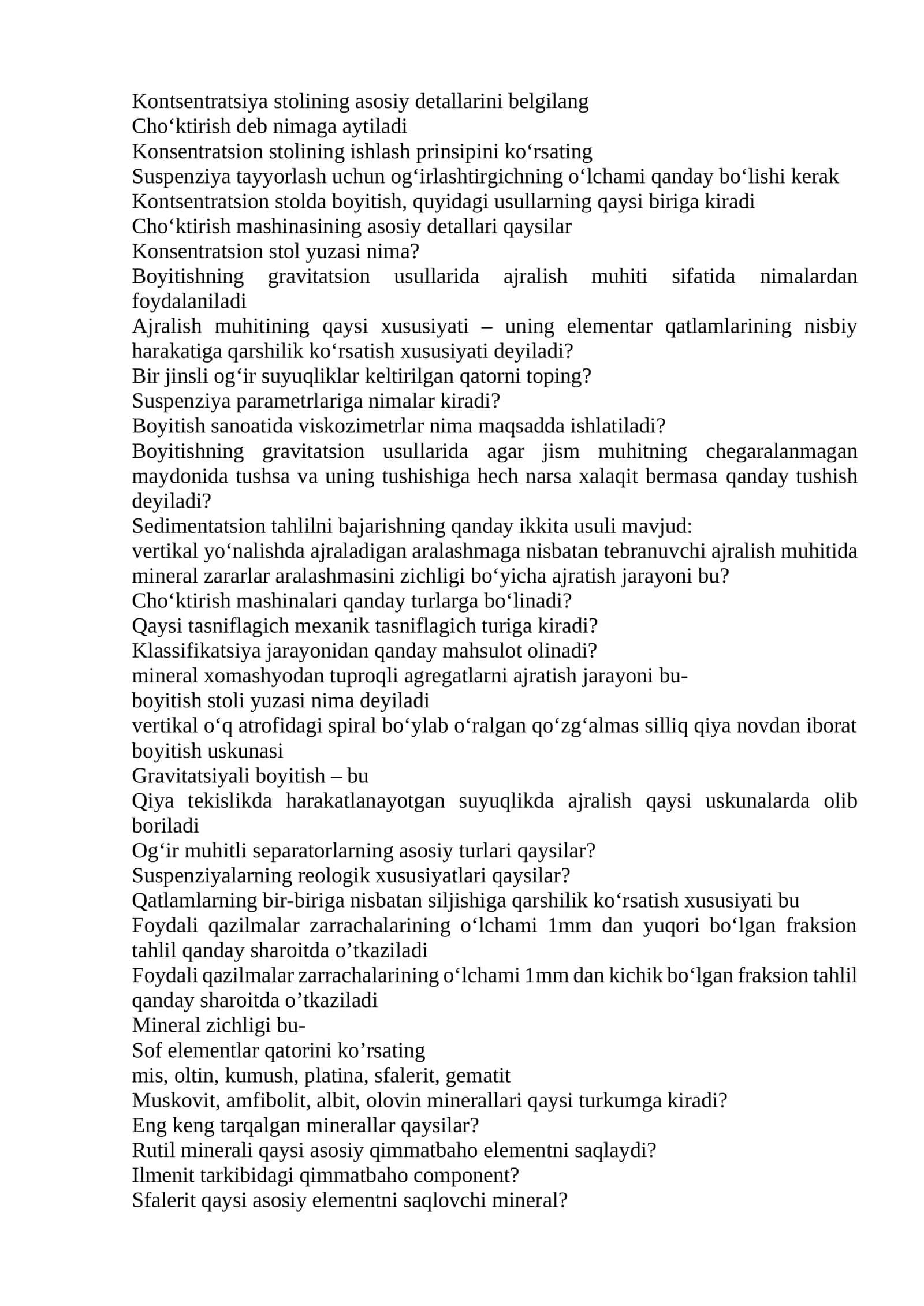Kоnsеntrаtsiyа stоlining аsоsiy dеtаllаrini belgilang 1