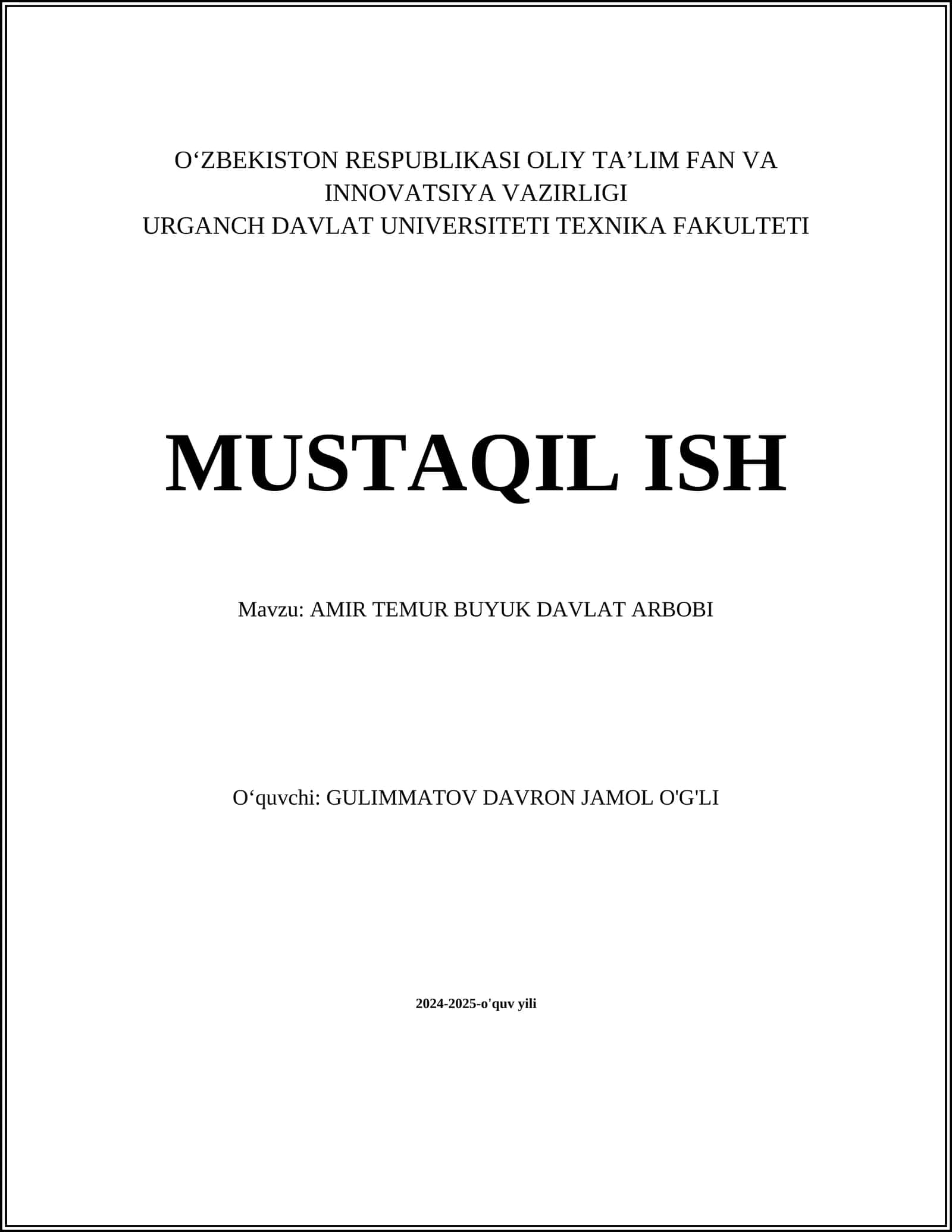 AMIR TEMUR BUYUK DAVLAT ARBOBI 1