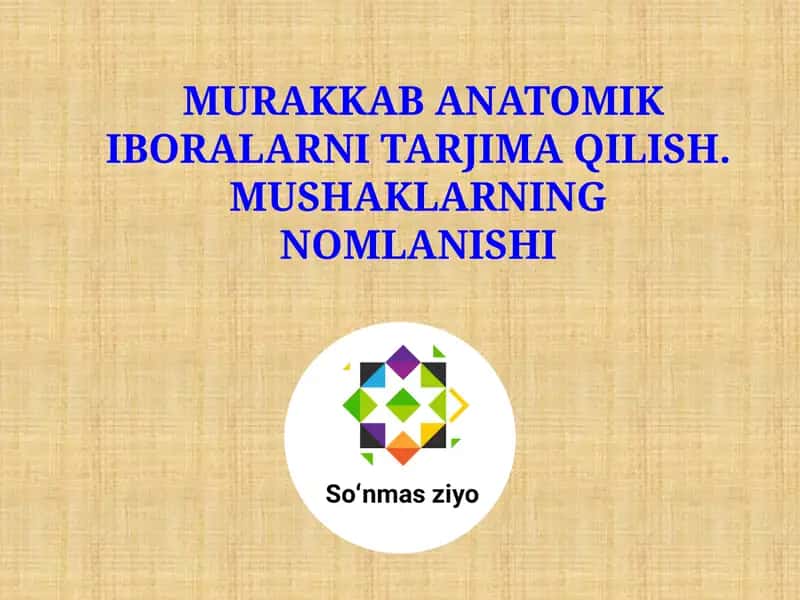 Murakkab Anatomik Iboralarni Tarjima Qilish. Mushaklarning Nomlanishi 1