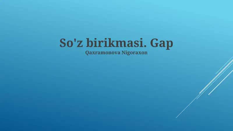 So'z birikmasi. Gap 1