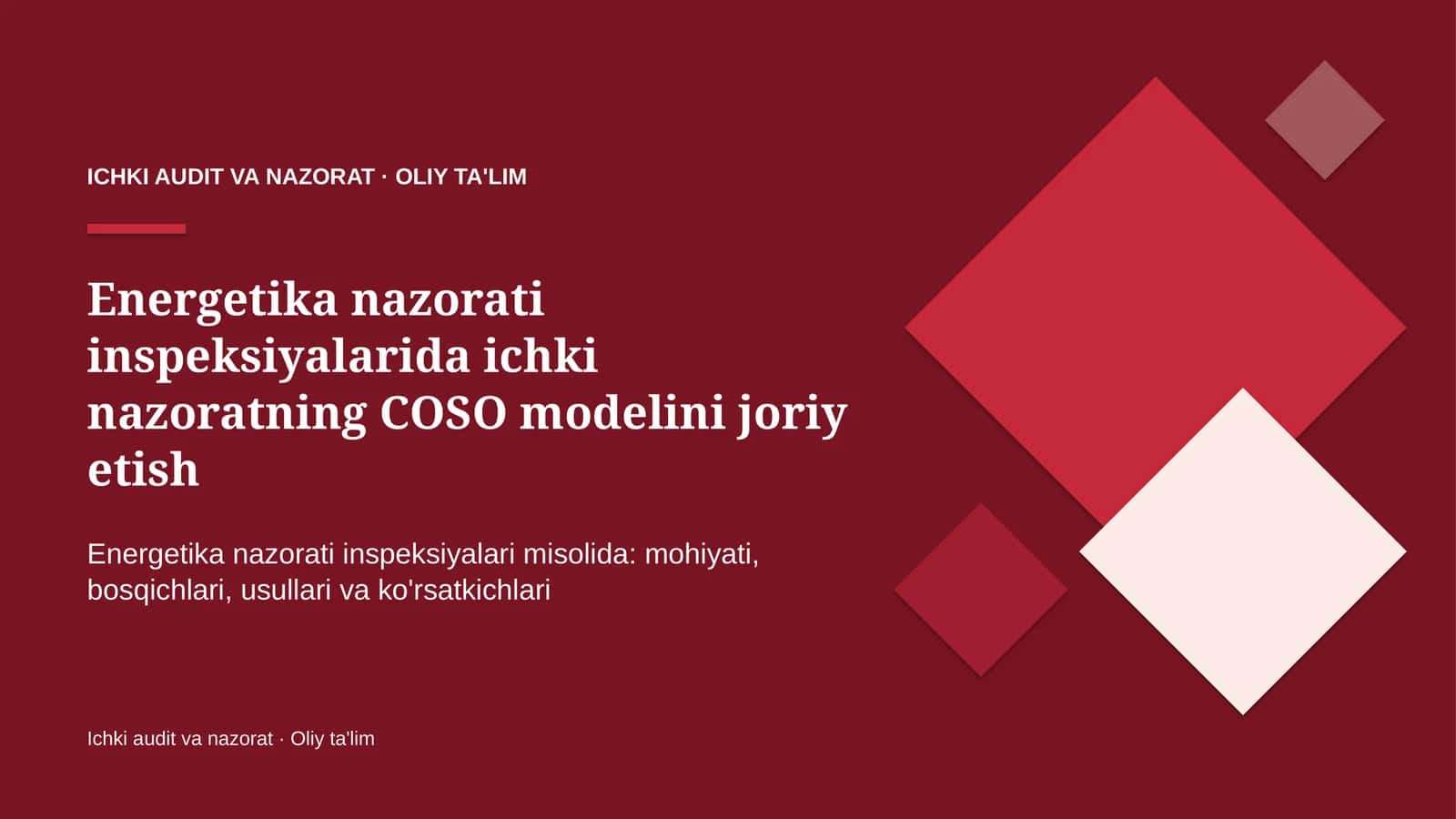 Energetika nazorati inspeksiyalarida ichki nazoratning COSO modelini joriy etish 1