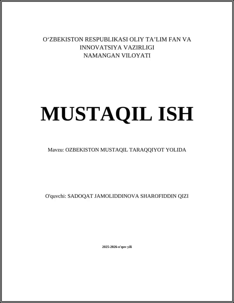 O‘zbekiston Mustaqil Taraqqiyot Yolida 1