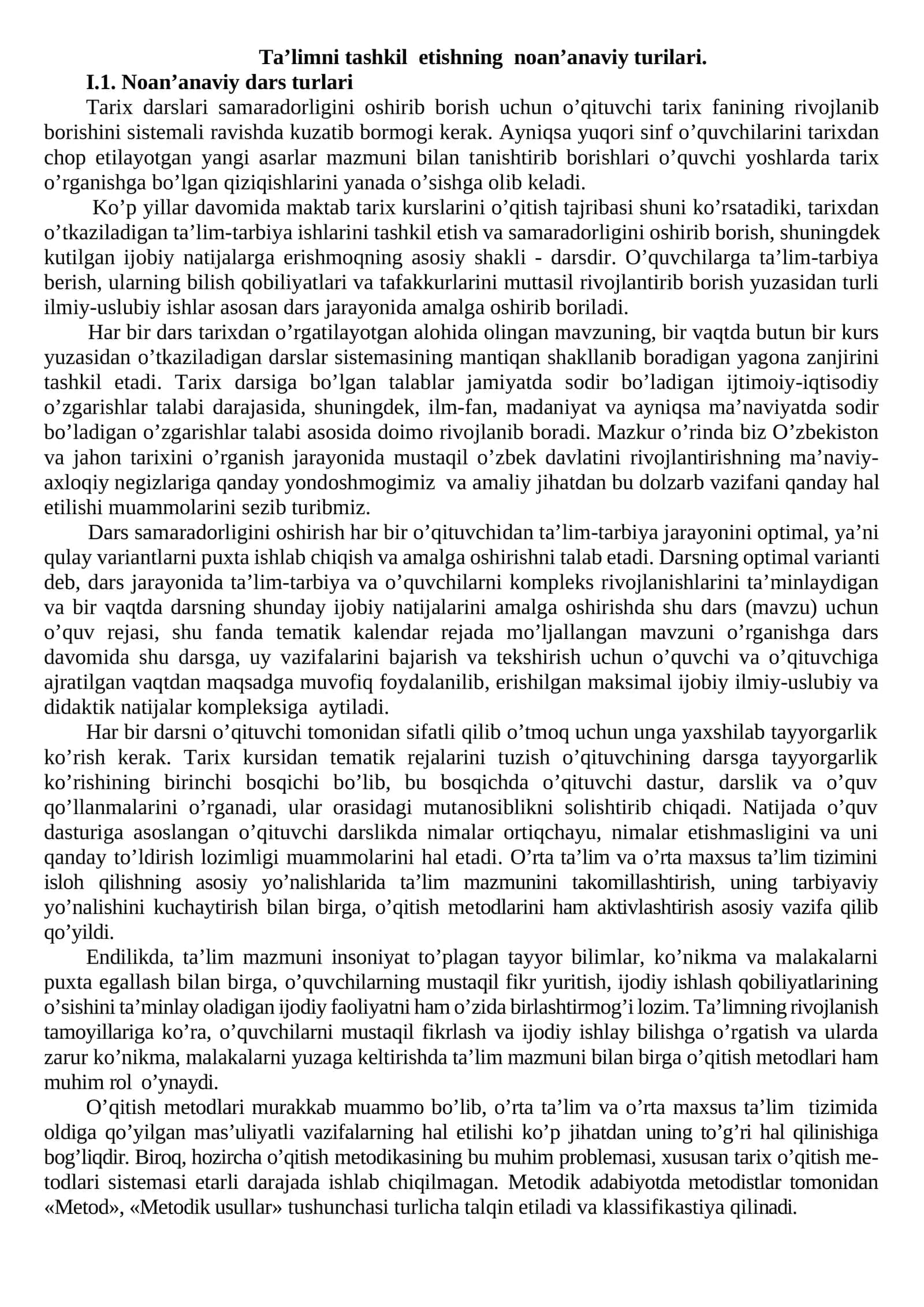 Ta’limni tashkil etishning noan’anaviy turlari 1