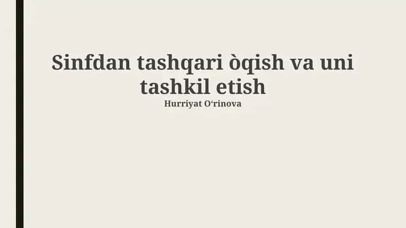 O'quvdan Tashqari Mutolaa 1