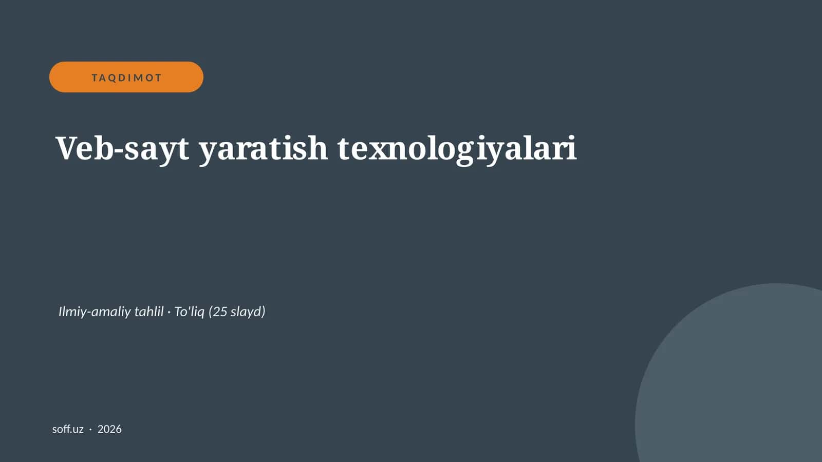 Veb-sayt yaratish texnologiyalari 1