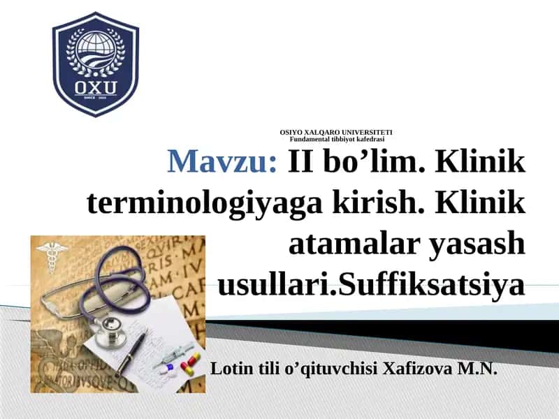 Кlinik terminologiyaga kirish 1