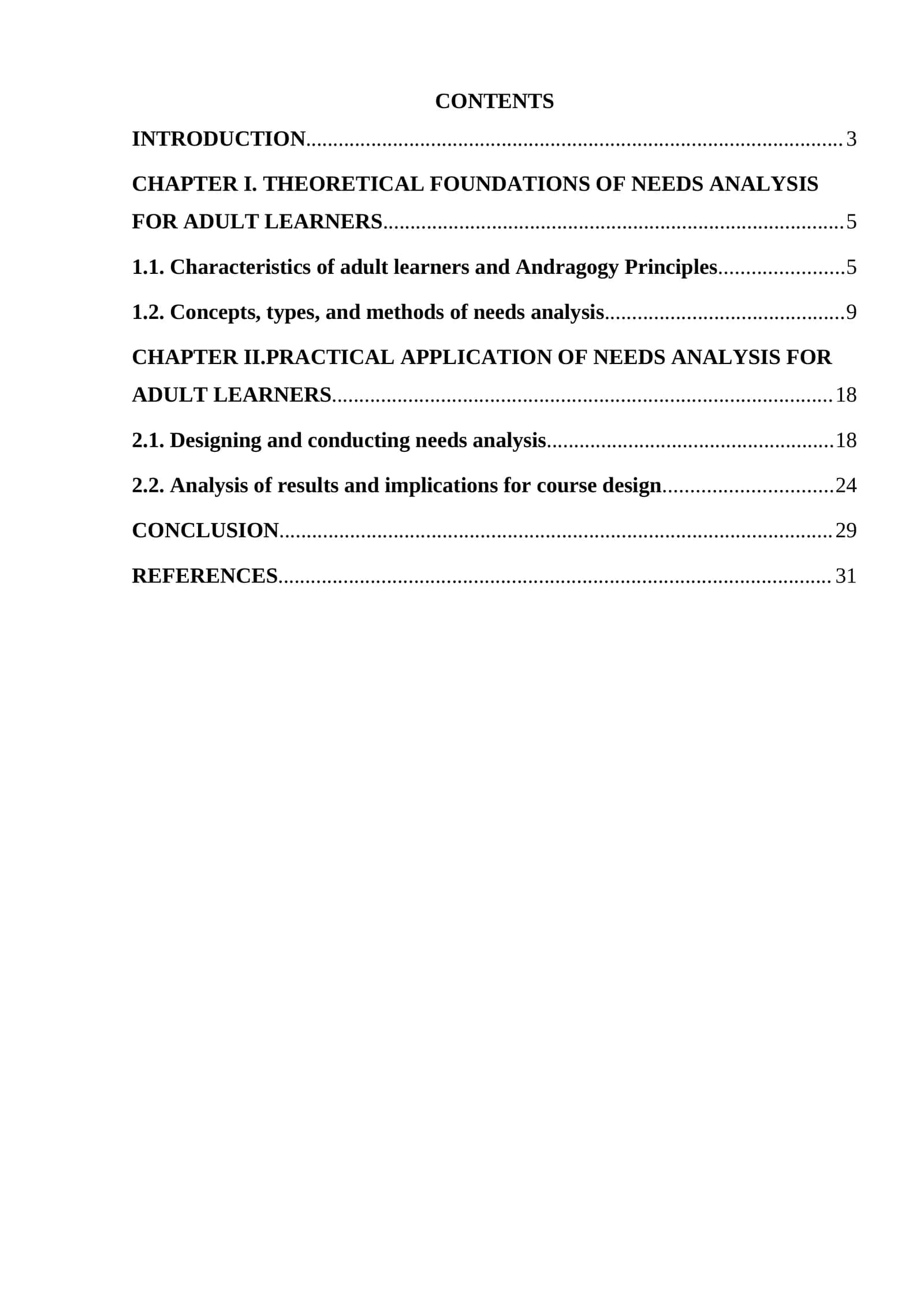 Needs analysis for adult learners 1