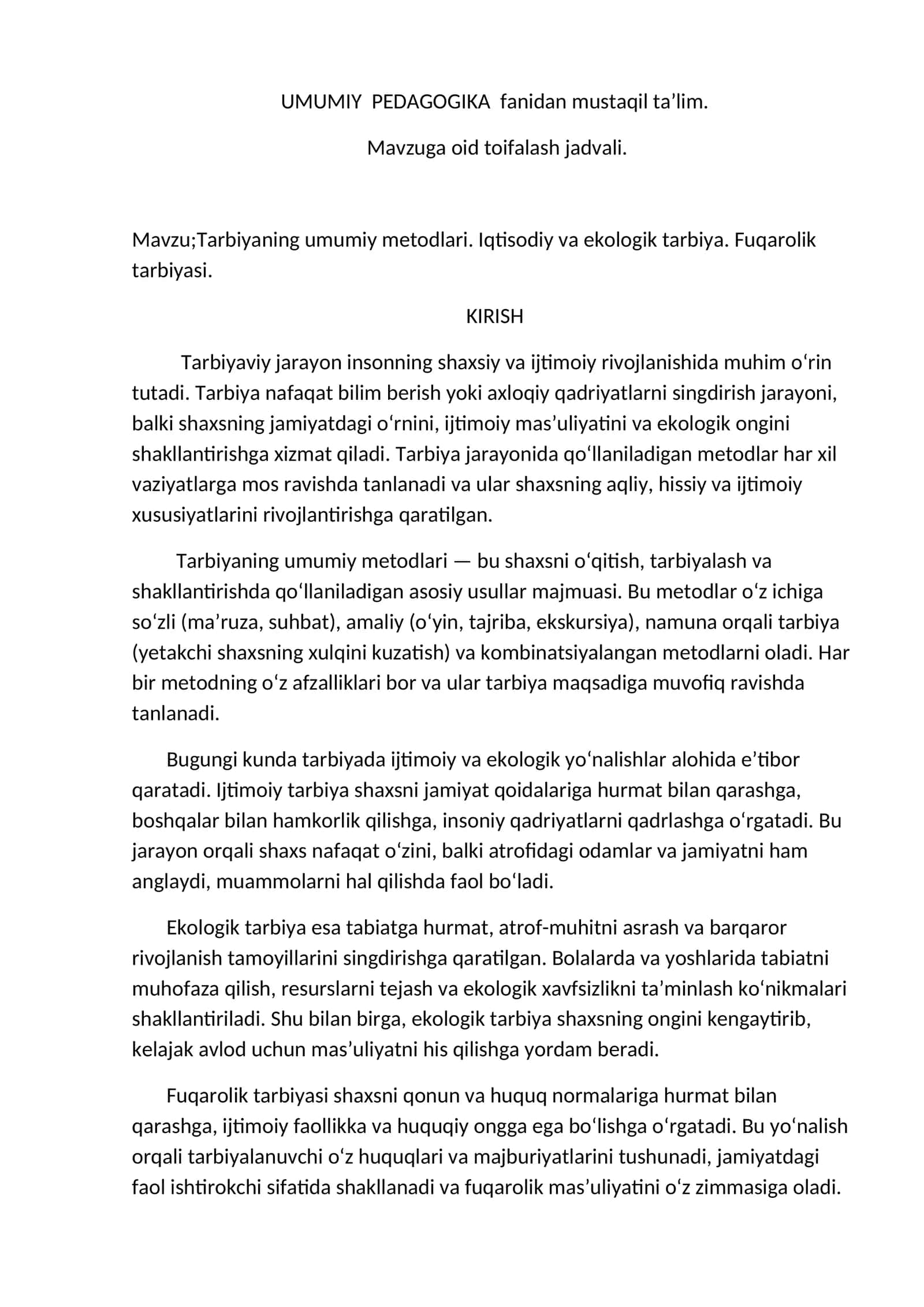 Tarbiyaning umumiy metodlari 1