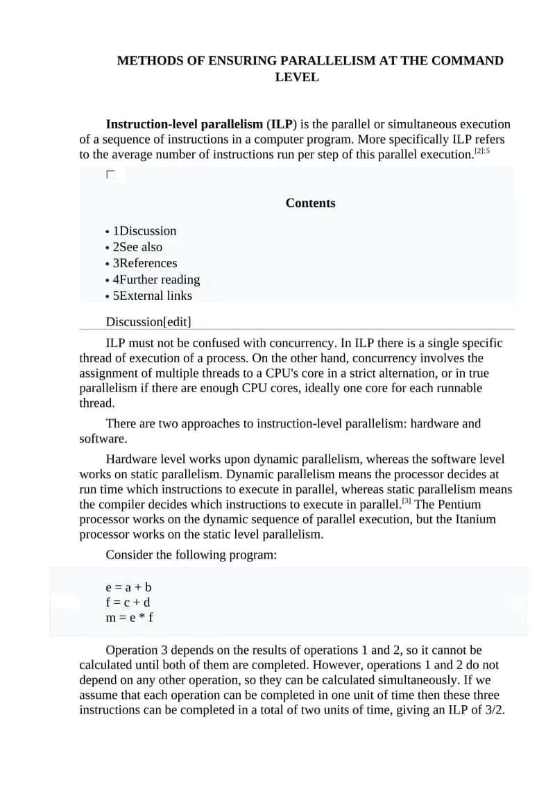 METHODS OF ENSURING PARALLELISM AT THE COMMAND LEVEL 1