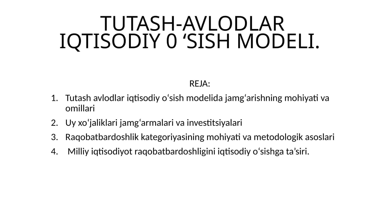 TUTASH-AVLODLAR IQTISODIY 0 ‘SISH MODELI 1