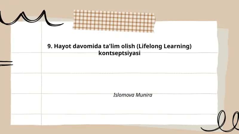 Hayot davomida ta'lim olish (Lifelong Learning) kontseptsiyasi 1