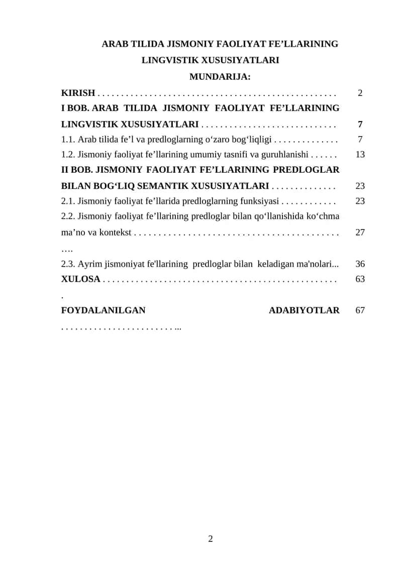 ARAB TILIDA JISMONIY FAOLIYAT FE’LLARINING LINGVISTIK XUSUSIYATLARI 1