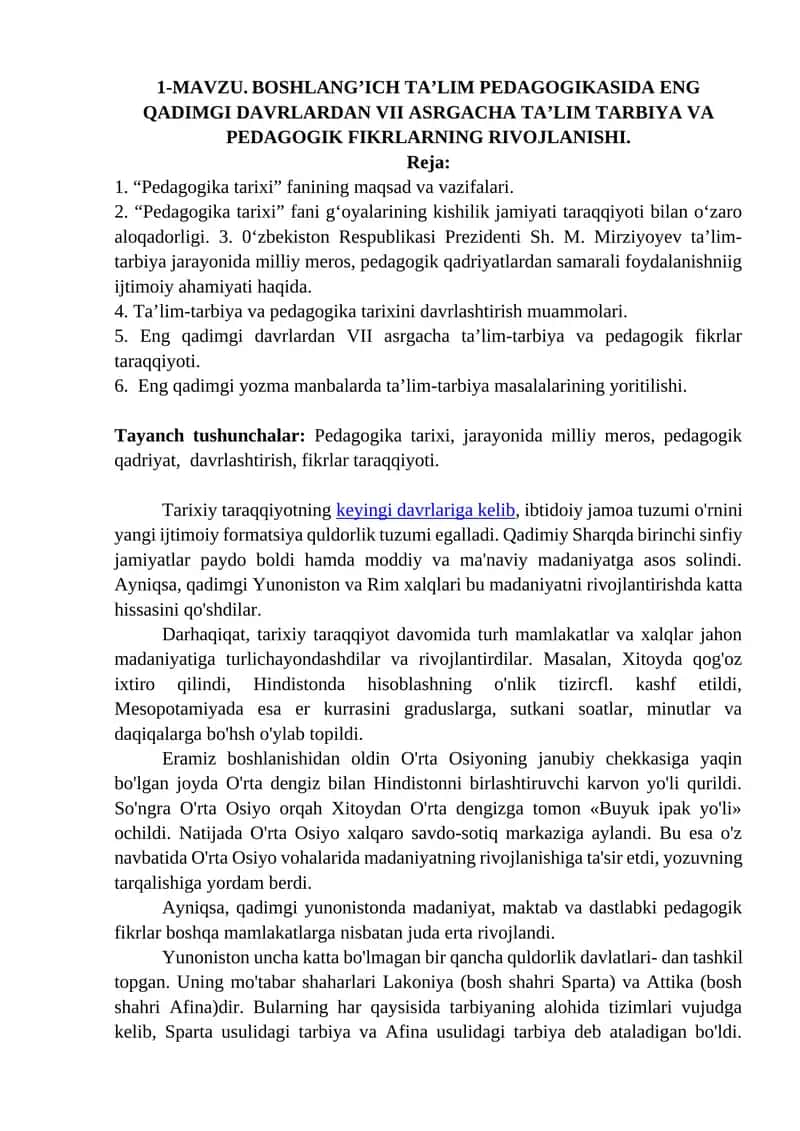 PEDAGOGIKA TARIXI 1