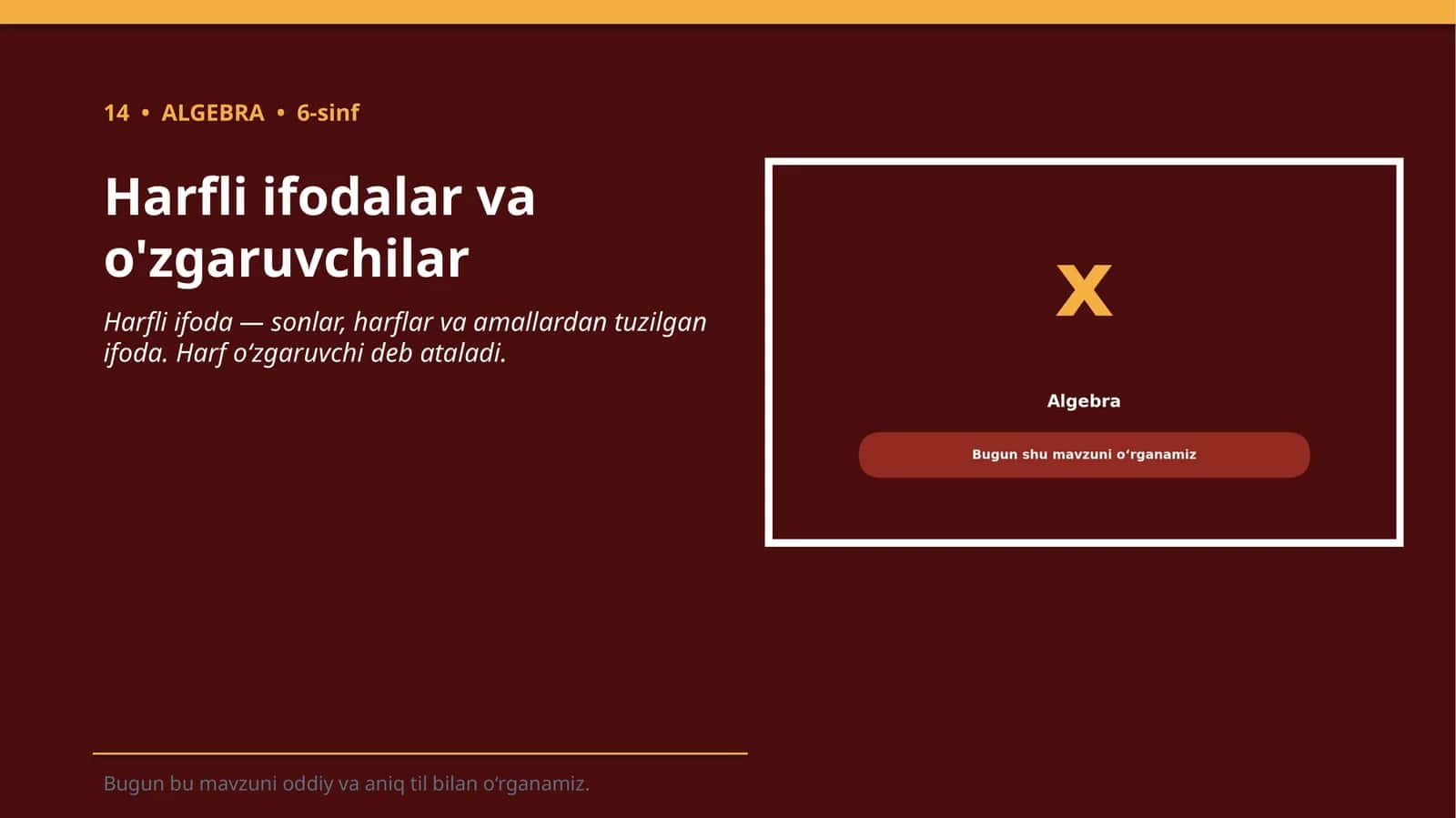 Harfli ifodalar va o'zgaruvchilar 1