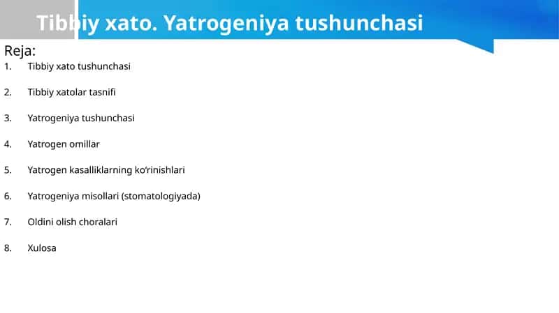 Tibbiy xato. Yatrogeniya tushunchasi 1