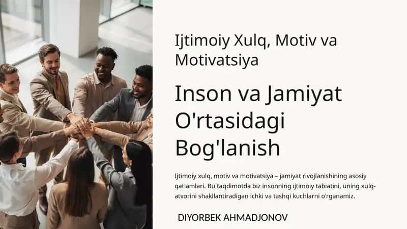Ijtimoiy Xulq, Motiv va Motivatsiya 1