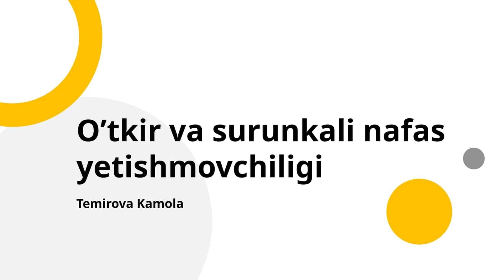Oʻtkir va surunkali nafas yetishmovchiligi 1