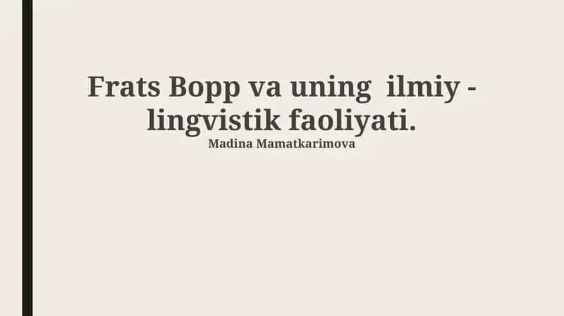 Frats Boppning Hayoti va Ilmiy Faoliyati 1