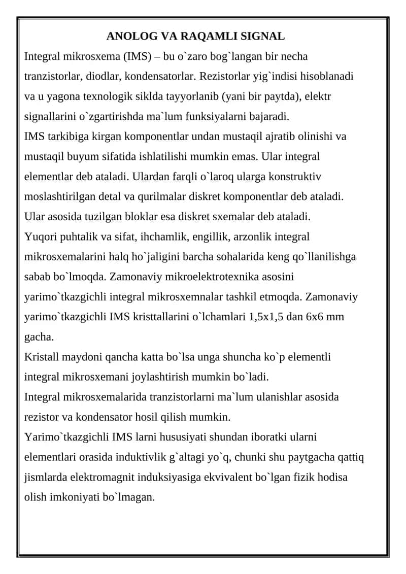 Integral mikrosxema (IMS) 1