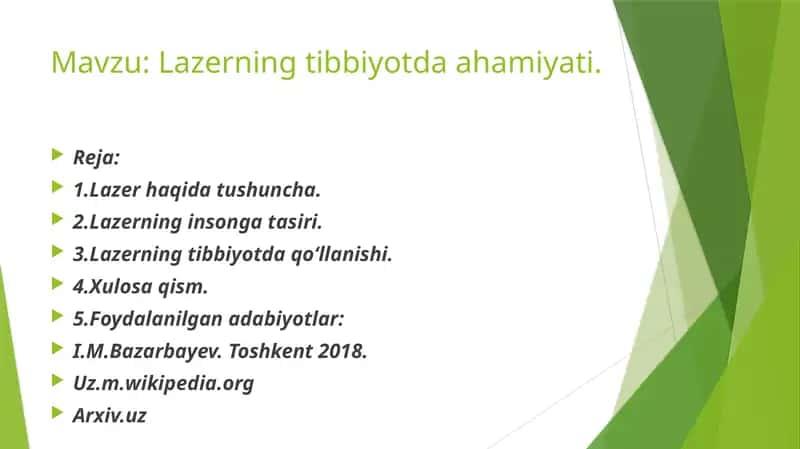 Lazerning tibbiyotda ahamiyati 1