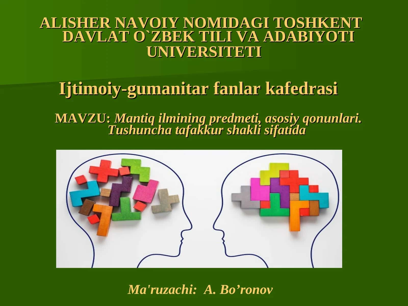 Mantiq ilmining predmeti, asosiy qonunlari 1