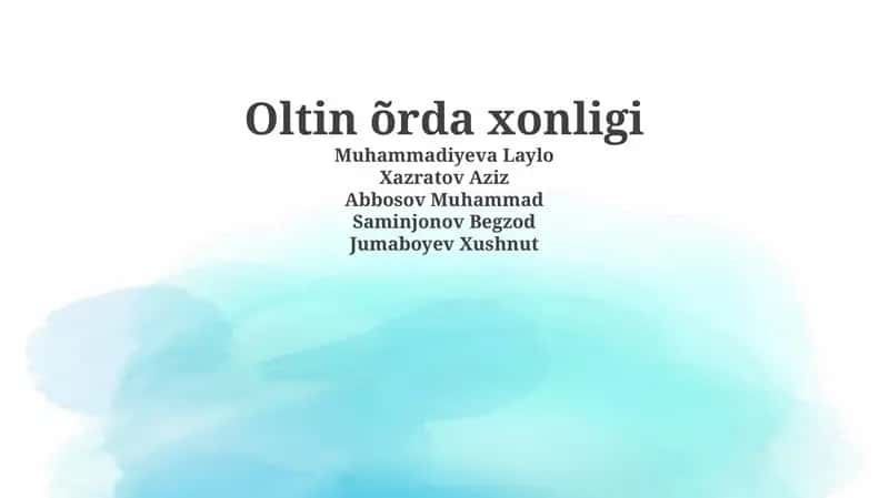 Oltin O'rda: Tarix va Shakllanish 1