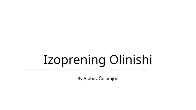 Izoprening Olinishi 1