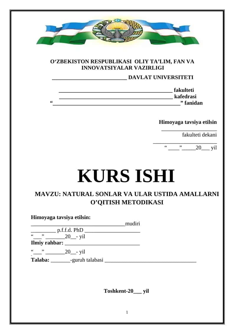NATURAL SONLAR VA ULAR USTIDA AMALLARNI O’QITISH METODIKASI 1