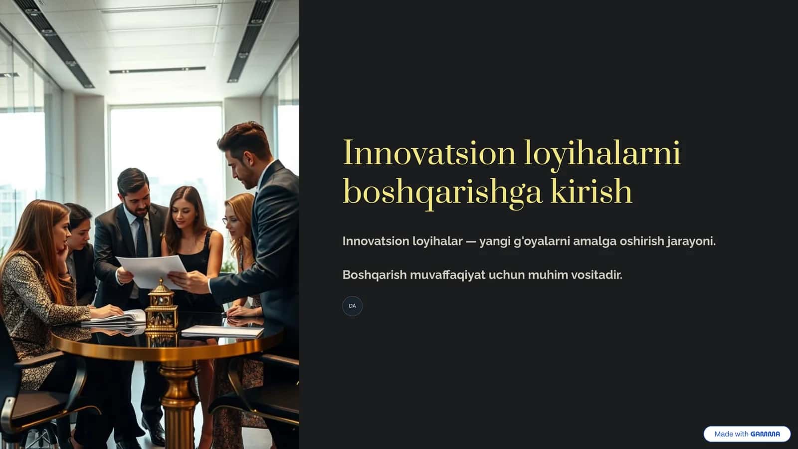 Innovatsion loyihalarni boshqarishga kirish 1